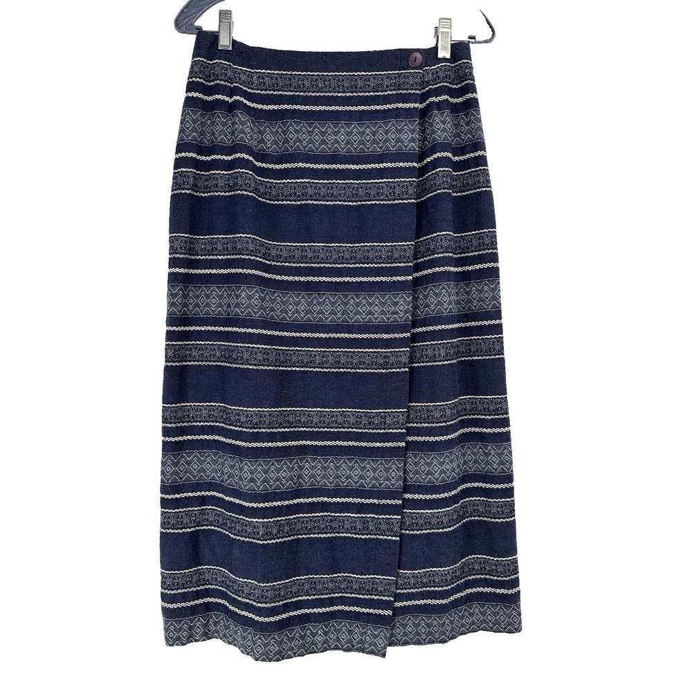 Vintage‎ Brooks Fashions Wrap Skirt Size 11 Blue Southwestern Country Cowgirl